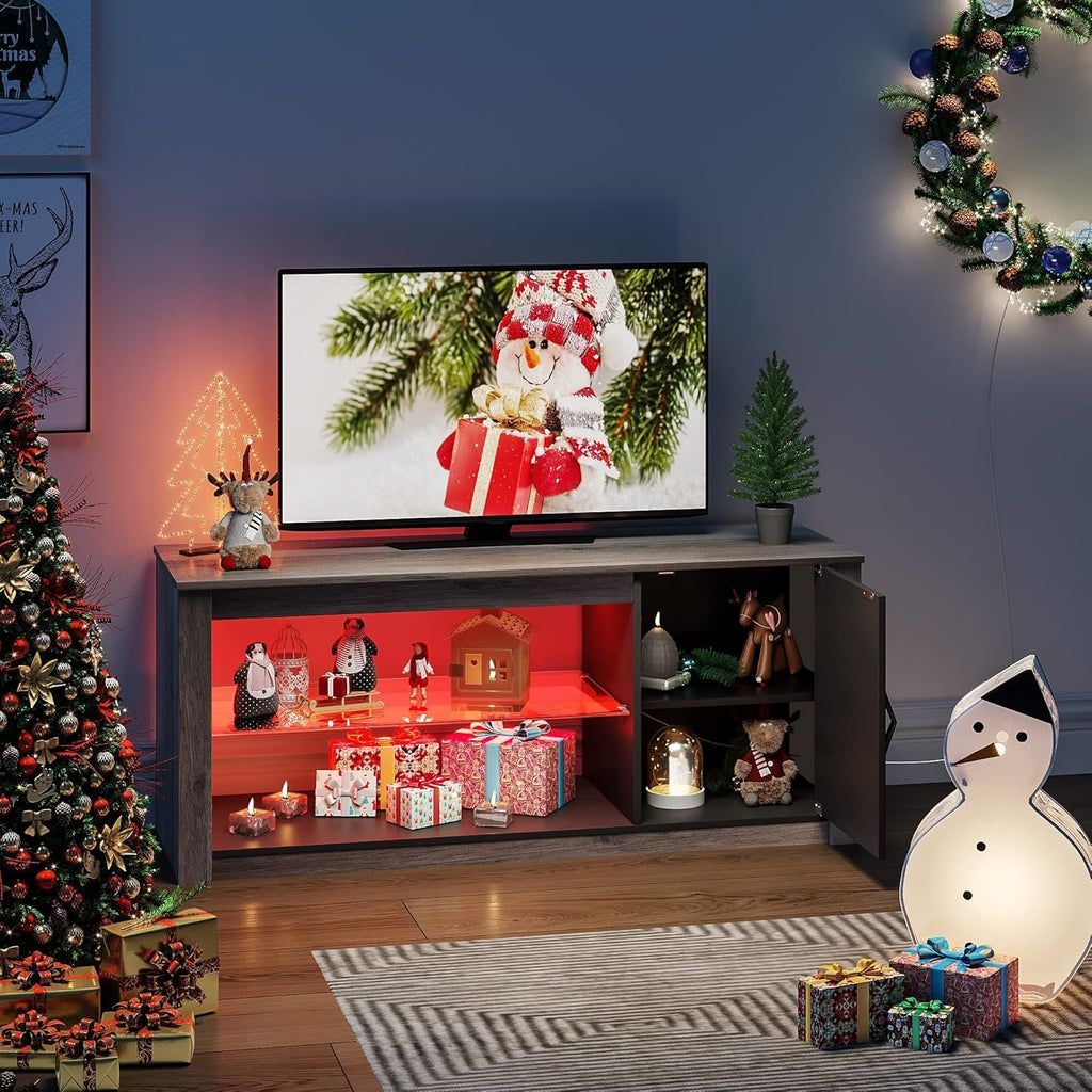 Rustic Brown 42 Inch TV Stand with Glass Shelf Z33194