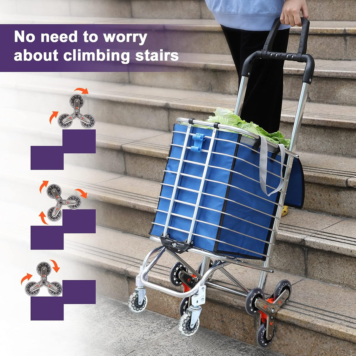 Folding Shopping Cart with Wheels and Removable Canvas Bag Z491420