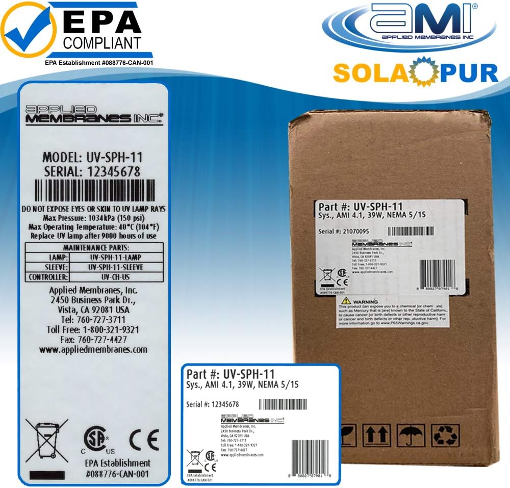 Ultraviolet Water Purifier UV Sterilizer Filter 2 GPM S367873