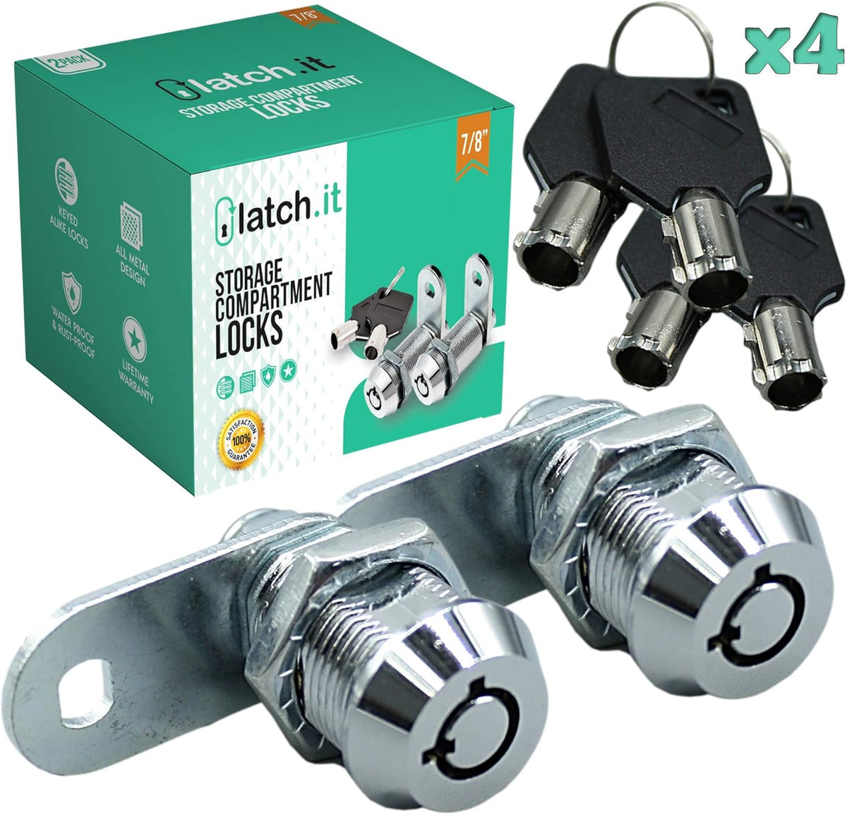 7/8” 5-Pack Metal Cam Locks with 10 Keys M685