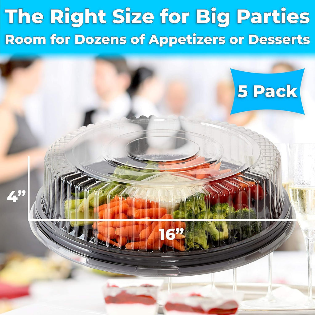Black Plastic 16 in. Serving Tray and Lid 5pk A23046