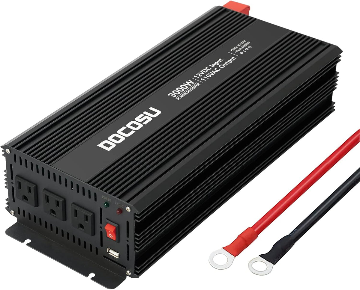 3000 Watt Power Inverter with 3 AC Outlets Modified Sine Wave M19084