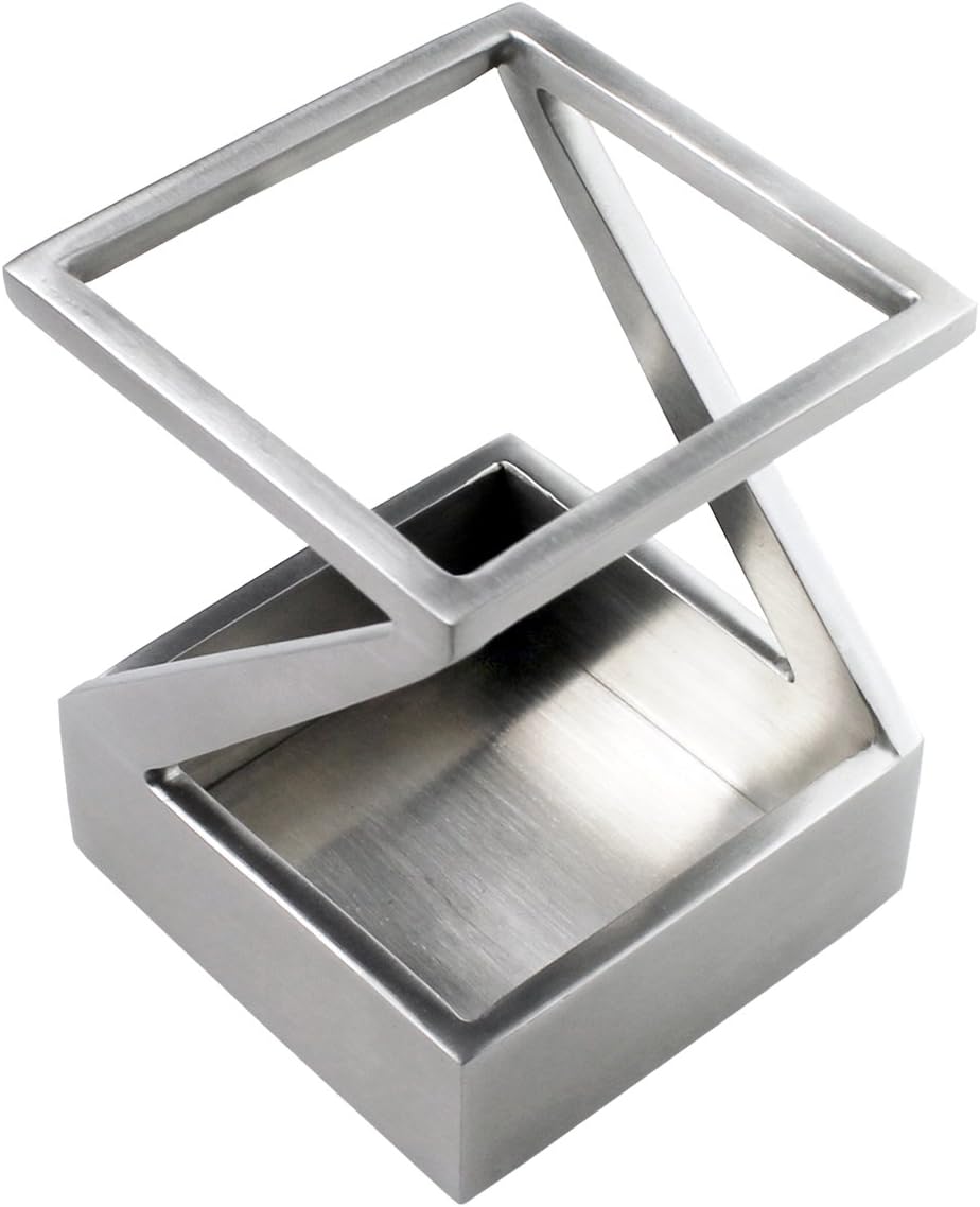 Modern Art Pen and Pencil Holder Stainless Steel Satin Finish Desktop Organizer A845407