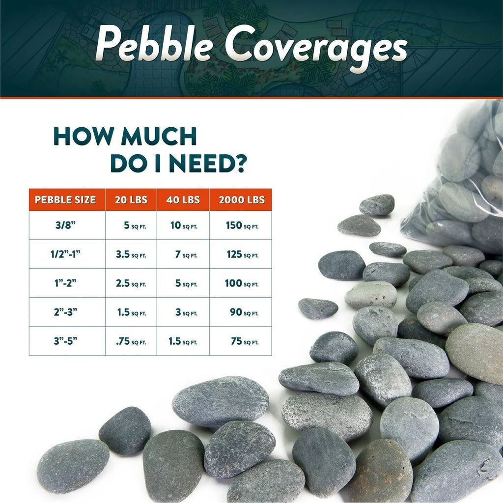 Mexican Beach Pebbles 40 lbs Smooth Round Stones H71280