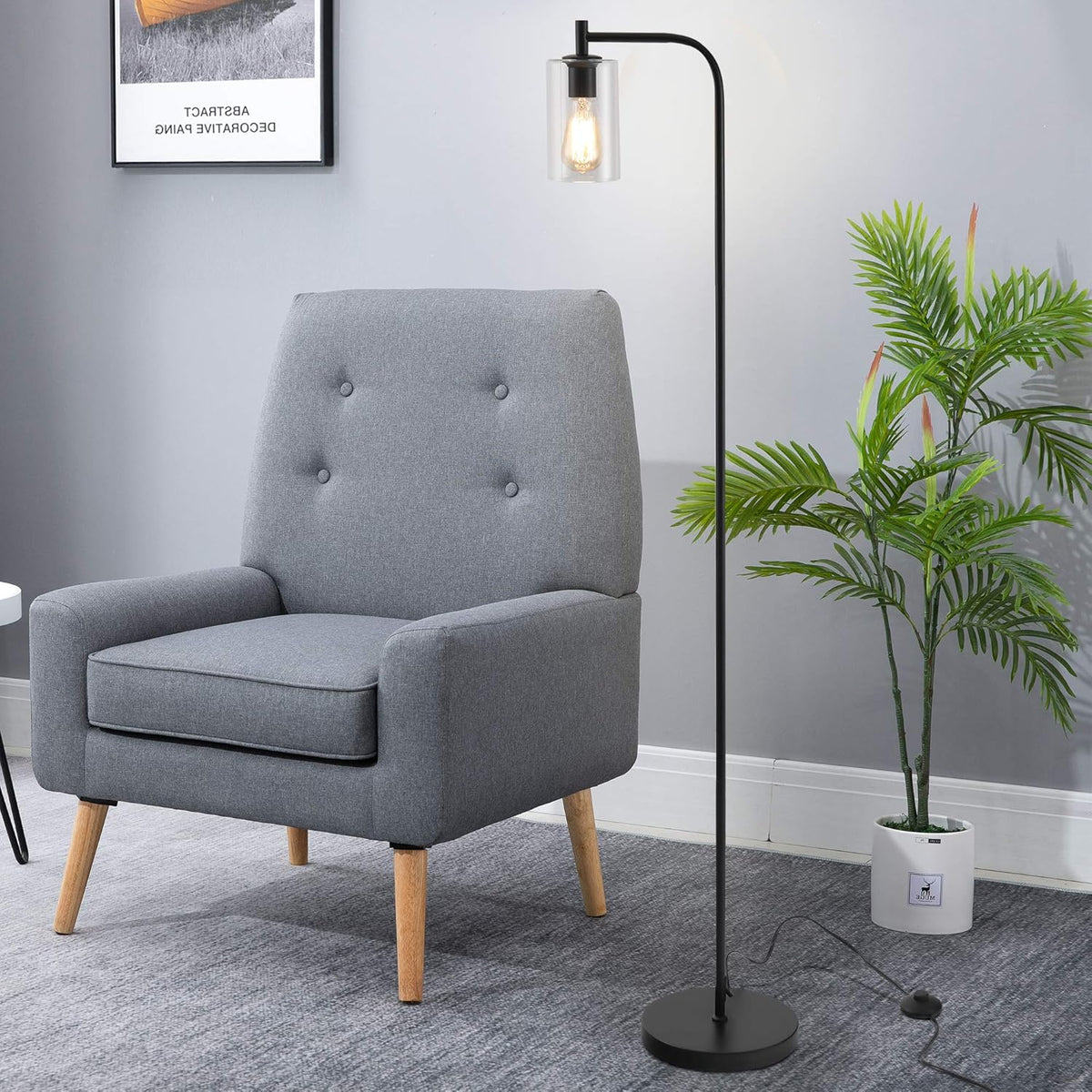 Black Floor Lamp with Glass Shade H869414