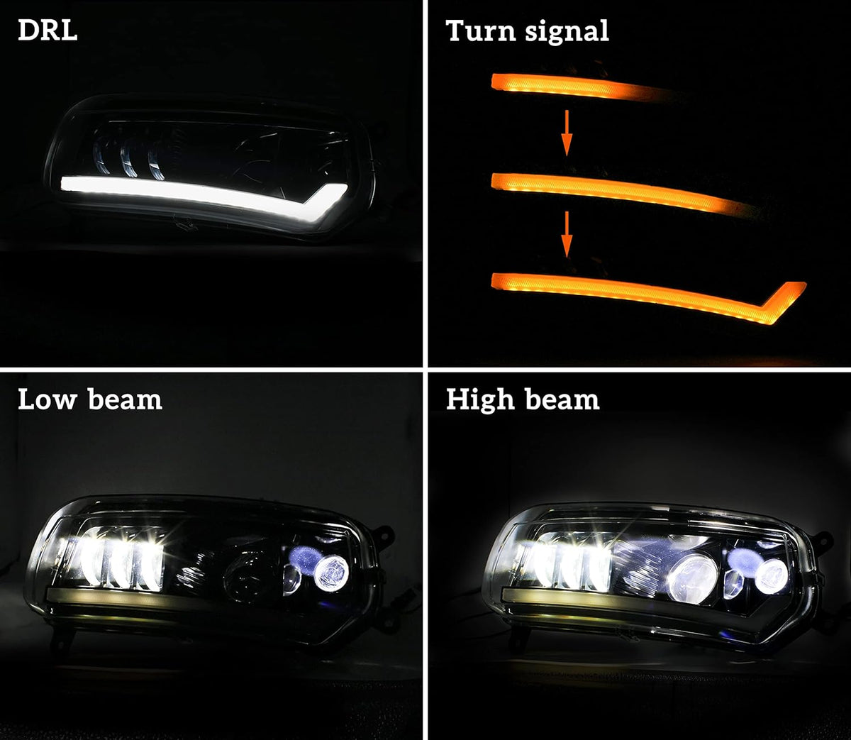 LED Headlight Assembly with DRL Turn Signal Lights (2PCS) H56374
