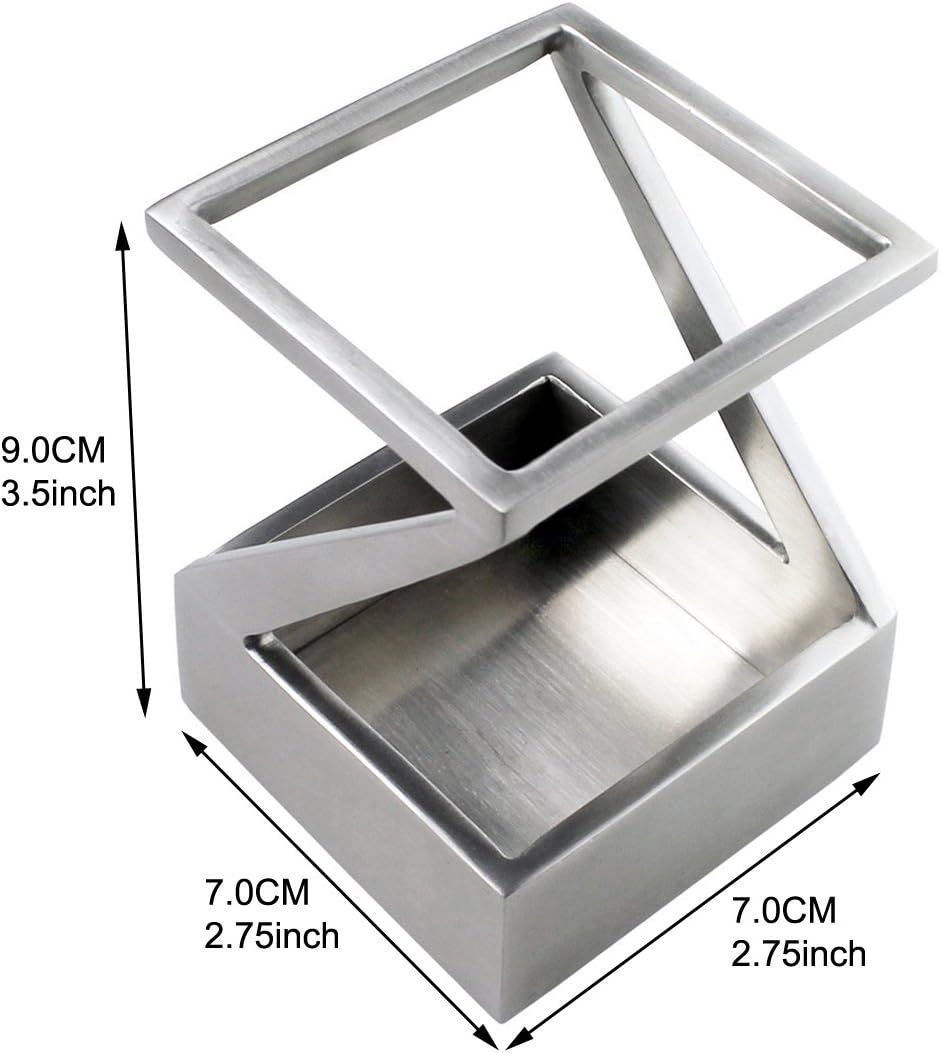 Modern Art Pen and Pencil Holder Stainless Steel Satin Finish Desktop Organizer A845407