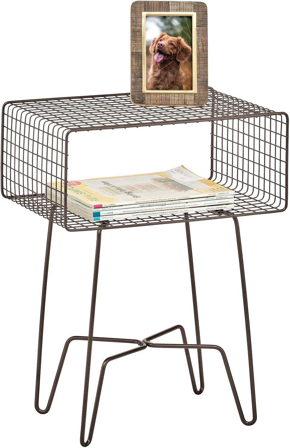 Light Pink 2-Tier Metal Side Table with Storage Shelf L496839