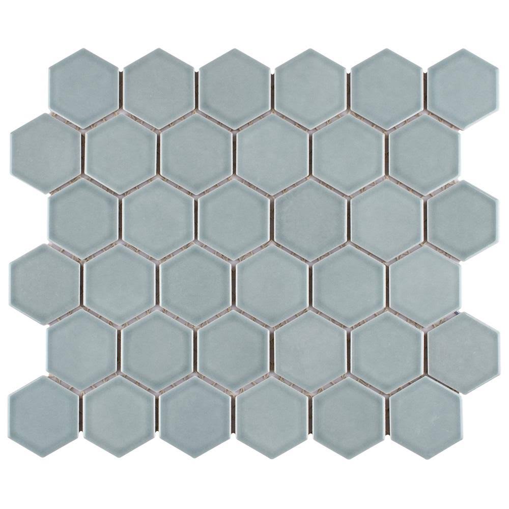 2 in. Hex Glossy Mist Porcelain Mosaic Y311