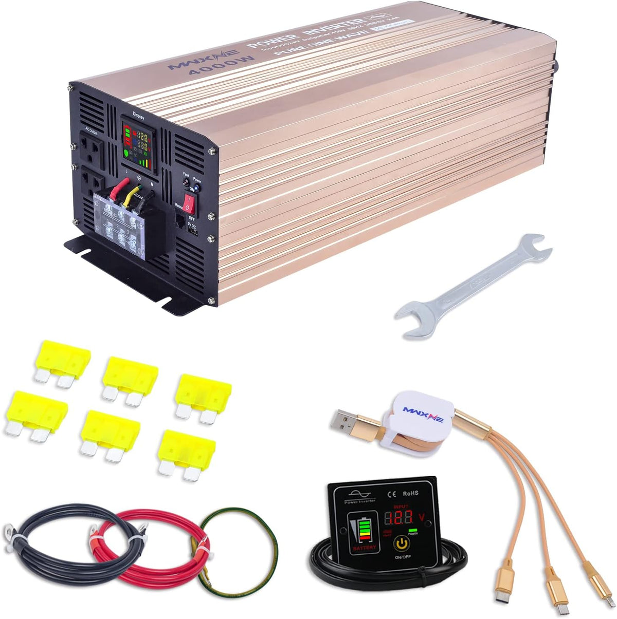 4000 Watts Pure Sine Wave Power Inverter with LCD Display and Remote Control R638937