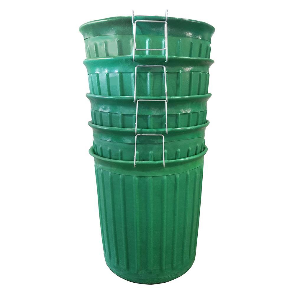 Green Round Carry Barrel Trash Can 5-Pack H628970