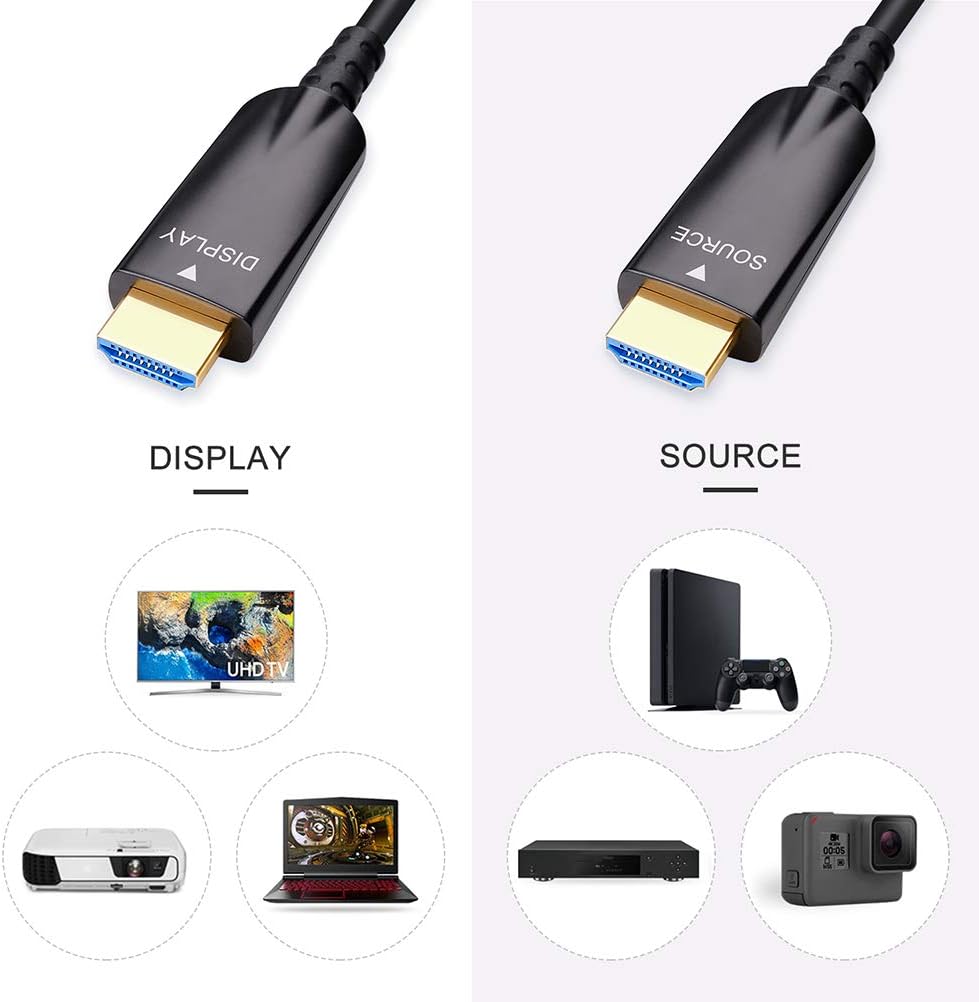 50m Fiber Optic HDMI Cable 4K 30Hz 1080p 60Hz Black B823