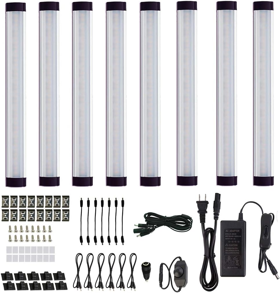 LED Under Cabinet Lighting Kit, Plug in Strip Lights with Dimmer Switch G6770