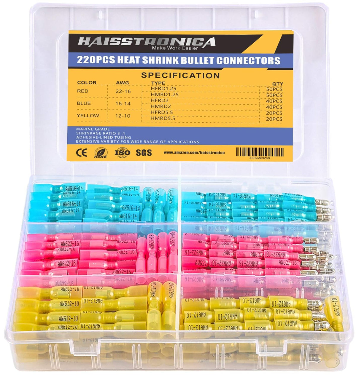 220PCS Heat Shrink Bullet Connectors W6449