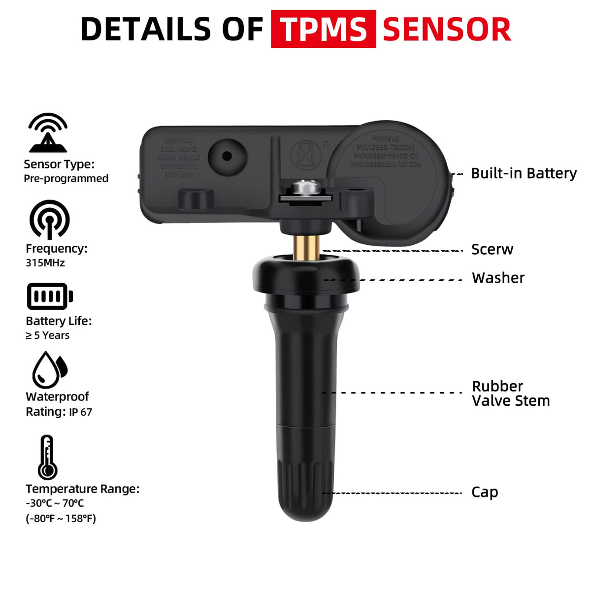 315MHz Tire Sensors with Relearn Tool F761