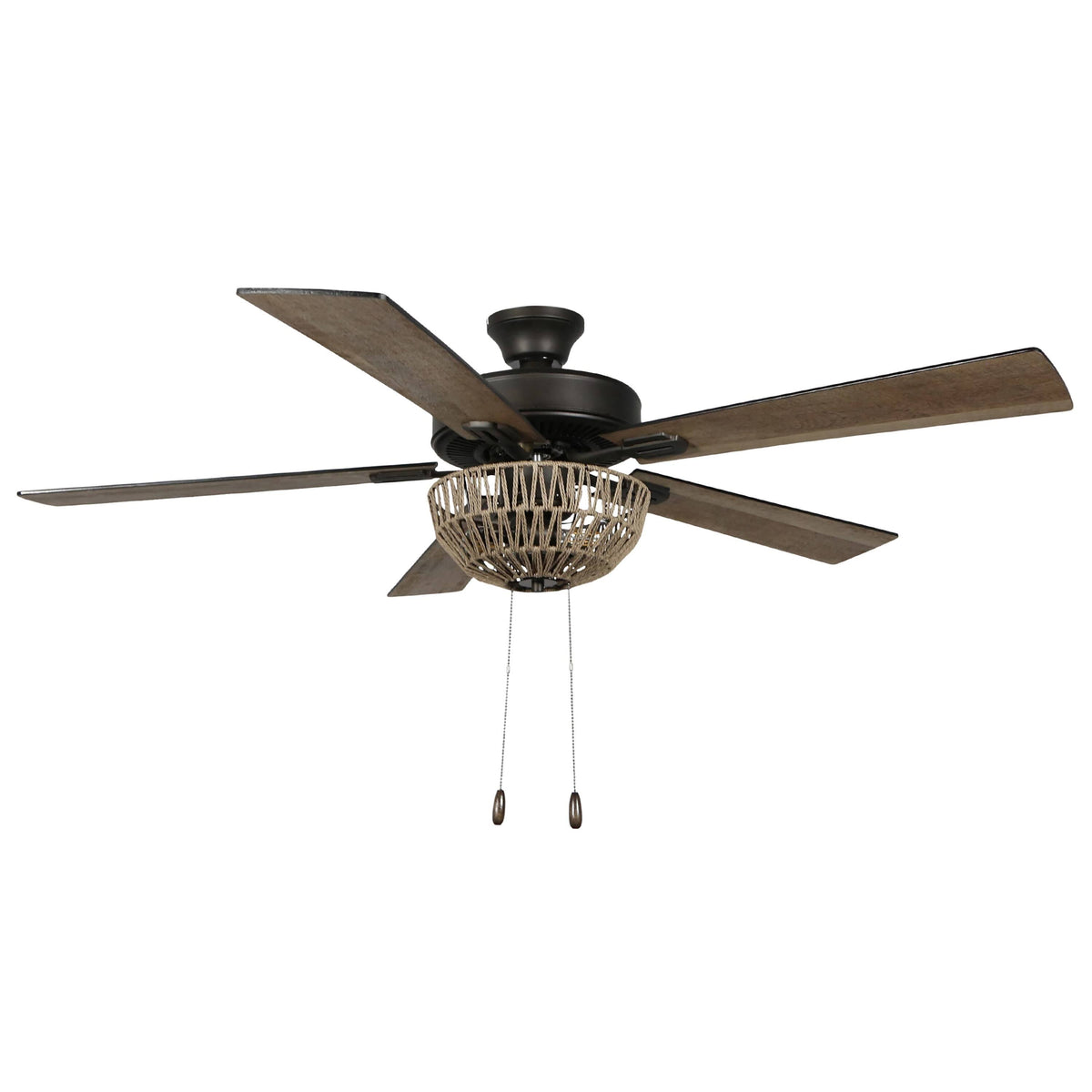 Brown 52-Inch Woven Rope 5-Blade LED Ceiling Fan L122906