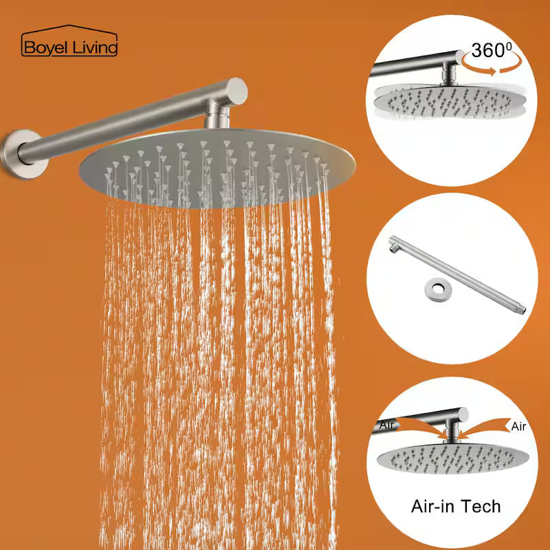 10 in. Wall Mount Dual Shower Heads with Valve in Brushed Nickel I70443