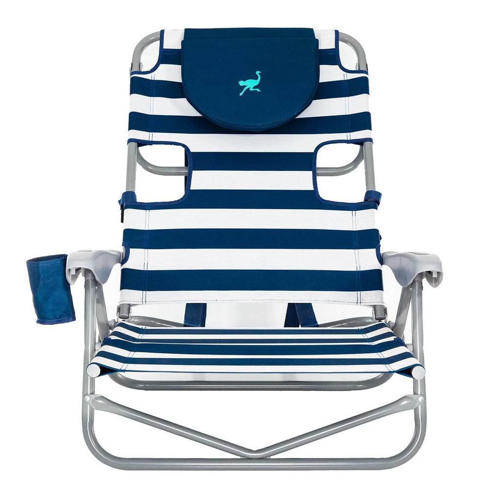 Striped Blue Reclining Beach Chair D56534