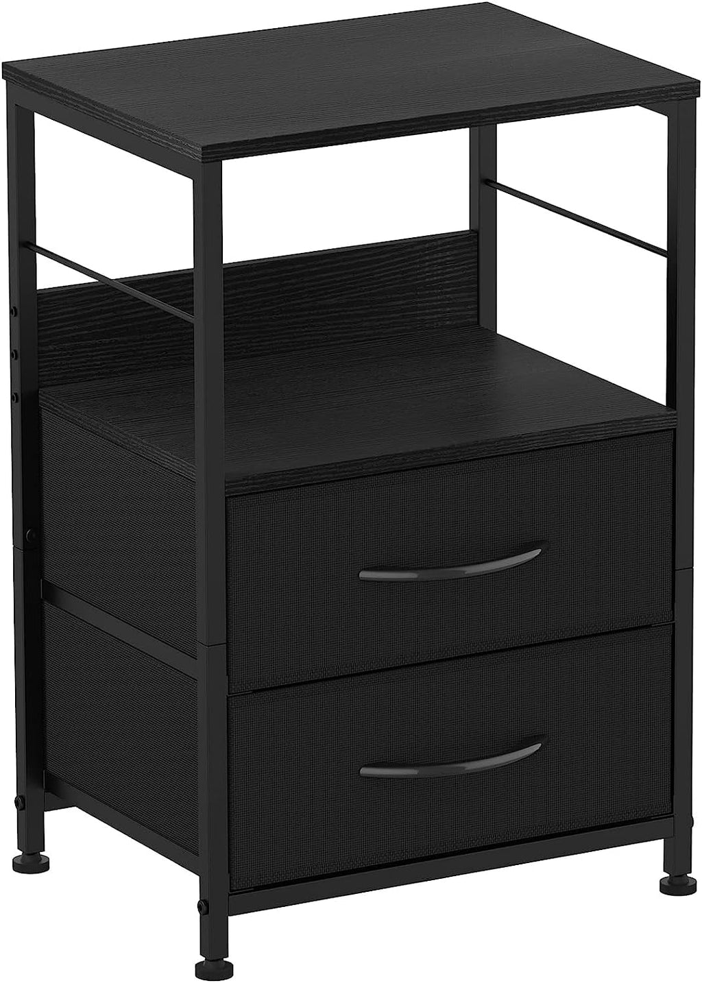Brown Wood Nightstand with 2 Drawers and Open Shelf K802