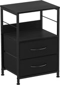 Brown Wood Nightstand with 2 Drawers and Open Shelf K802