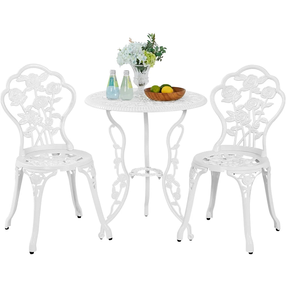 3 Piece Patio Bistro Table Set with Umbrella Hole Y637