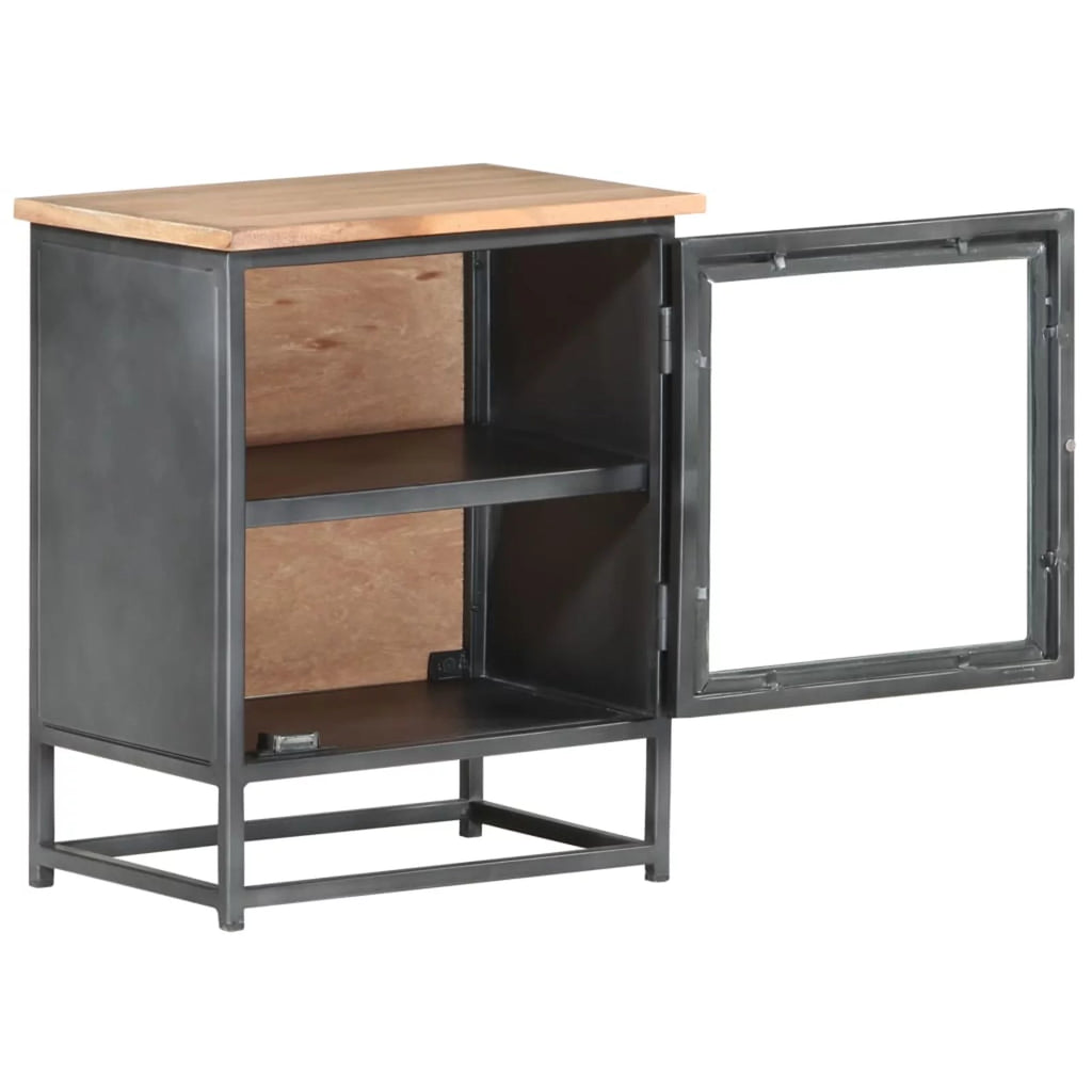 Gray Solid Acacia Wood Bedside Cabinet Z75357