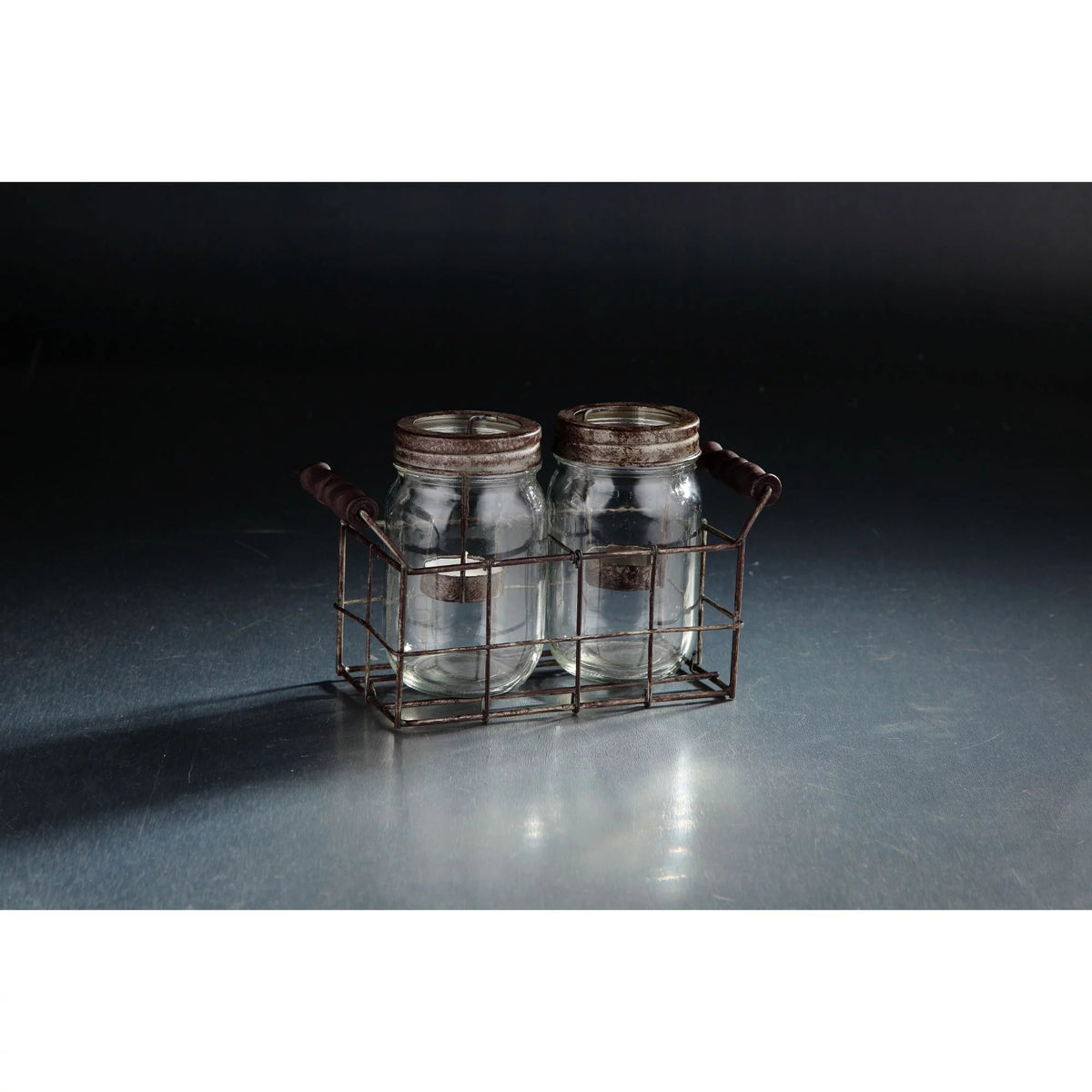 Clear Glass Tea Light Candle Holder with Tray I292228