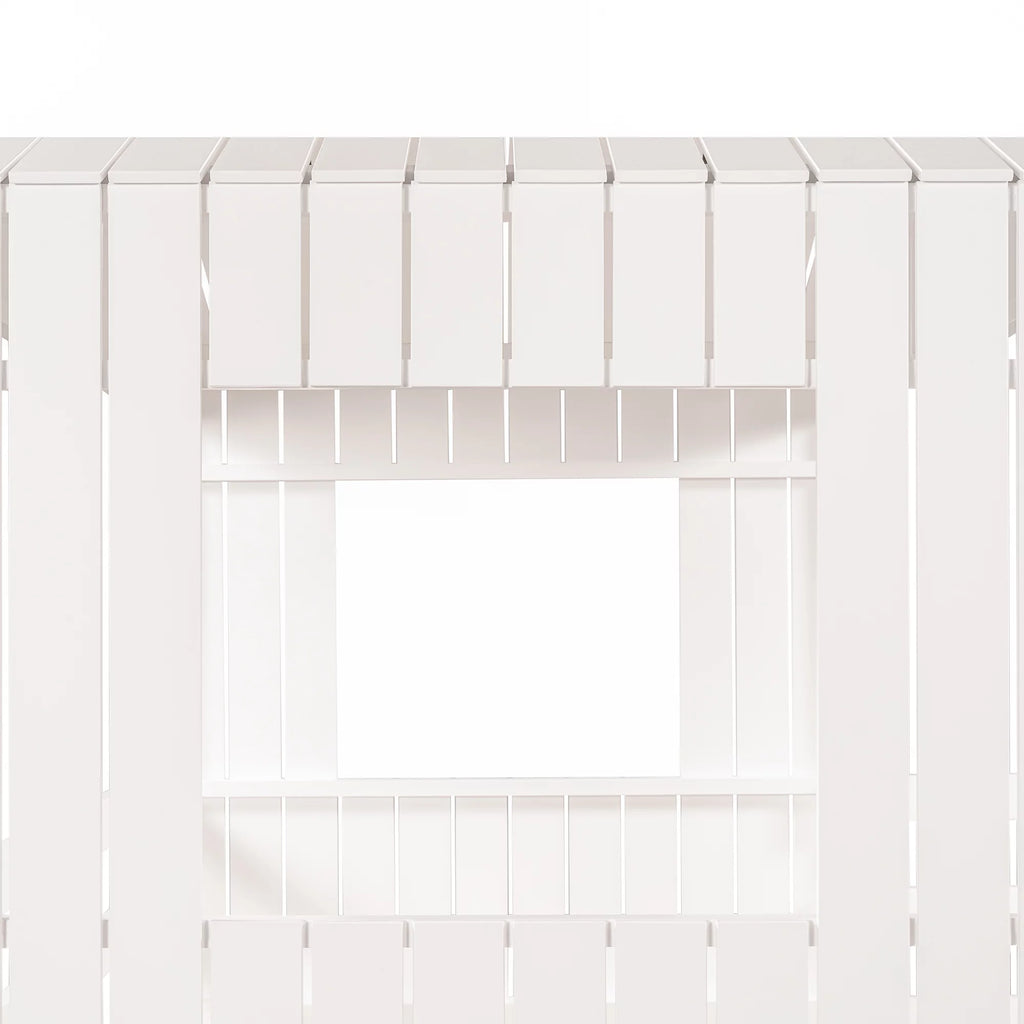 White Wooden Twin Over Full Bunk Bed with Ladder, Slide and Guardrails A6757