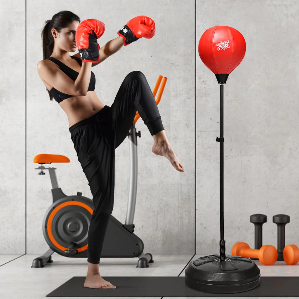 Boxing Punching Bag with Height Adjustable Stand and Boxing Gloves X152861