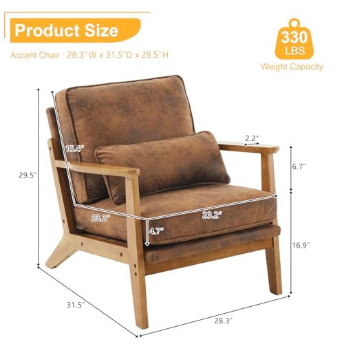 Brown Accent Chair with Lumbar Pillow T901988