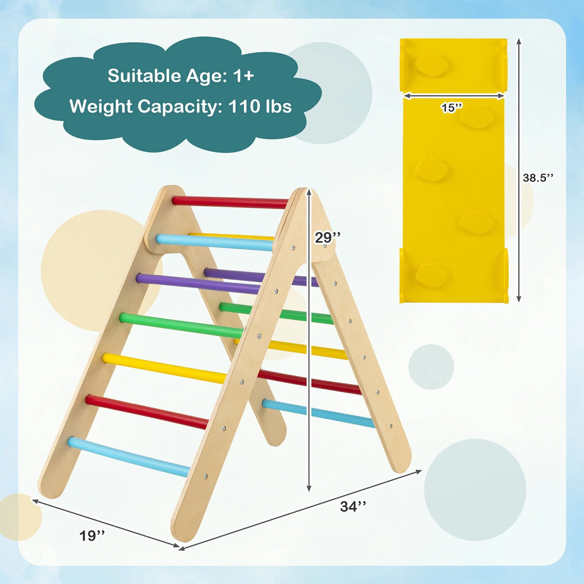 Wooden Climbing Triangle Set with Ramp W69696