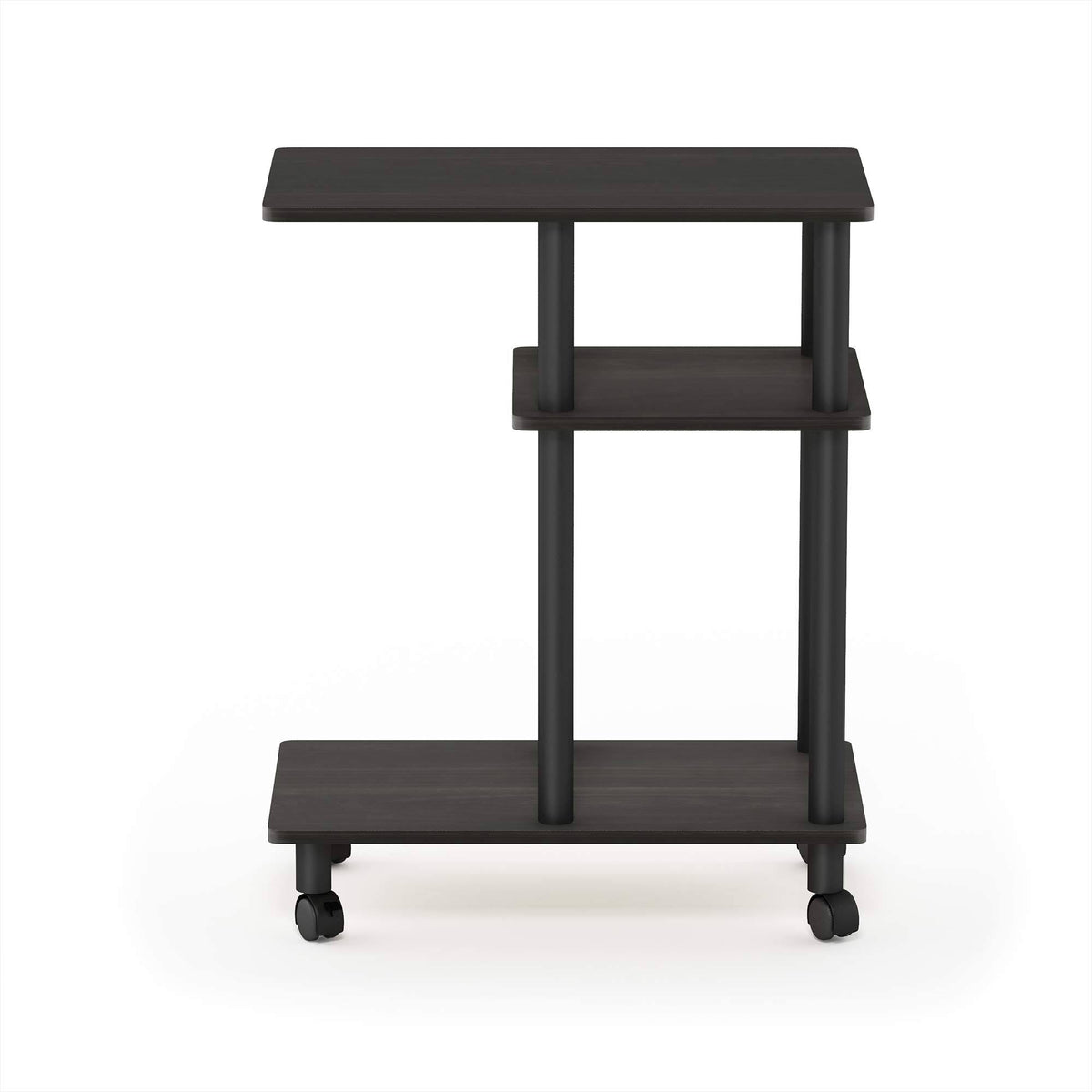 Espresso & Black U Shape Sofa Side Table with Casters K1958