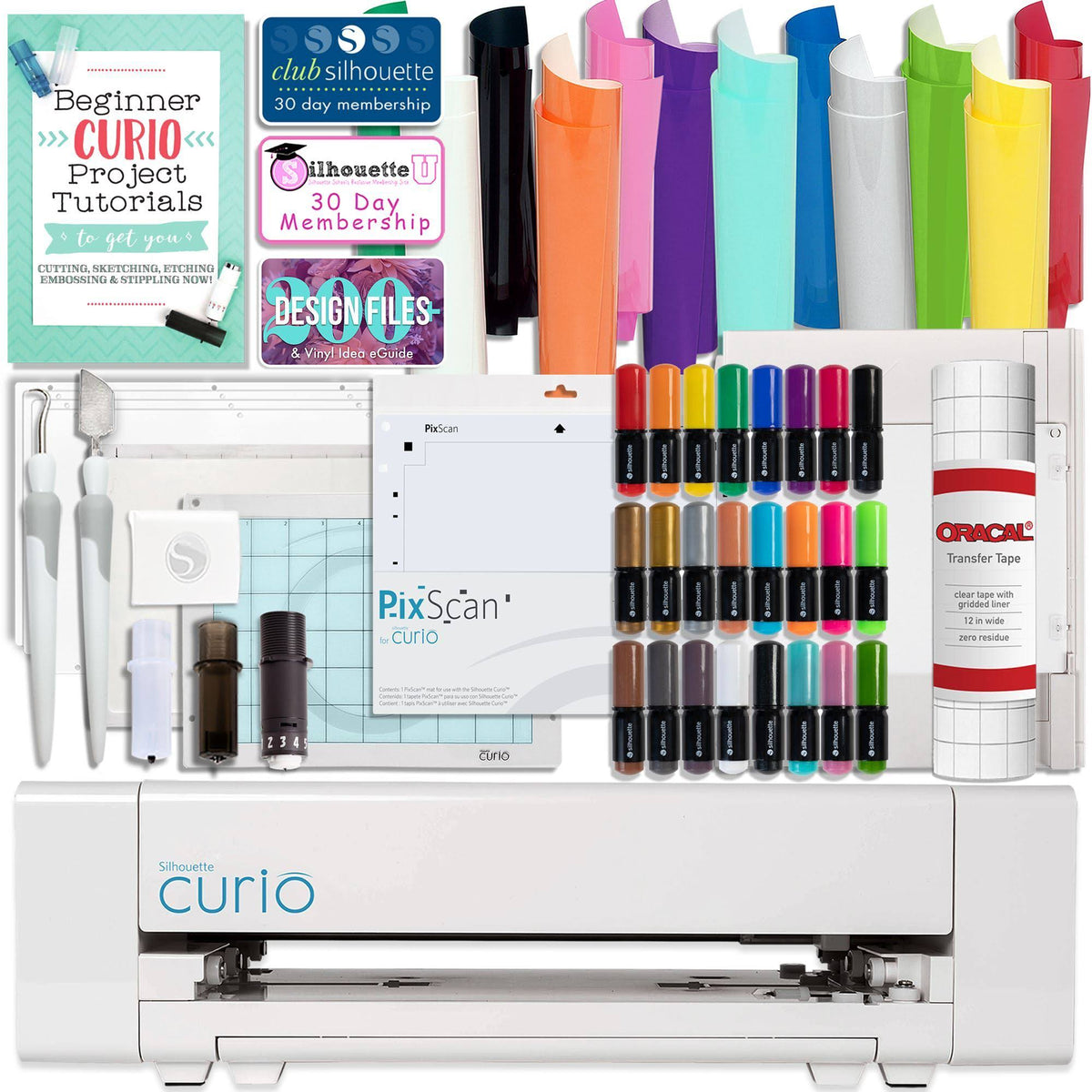 Curio Starter Bundle with 12 Sheets PixScan Mat 24 Sketch Pens W965