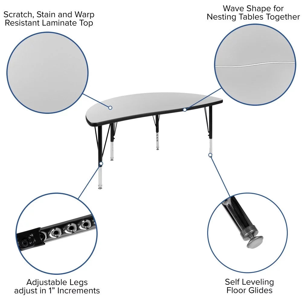 47.5" Grey Activity Table Set with Stack Chairs H6406