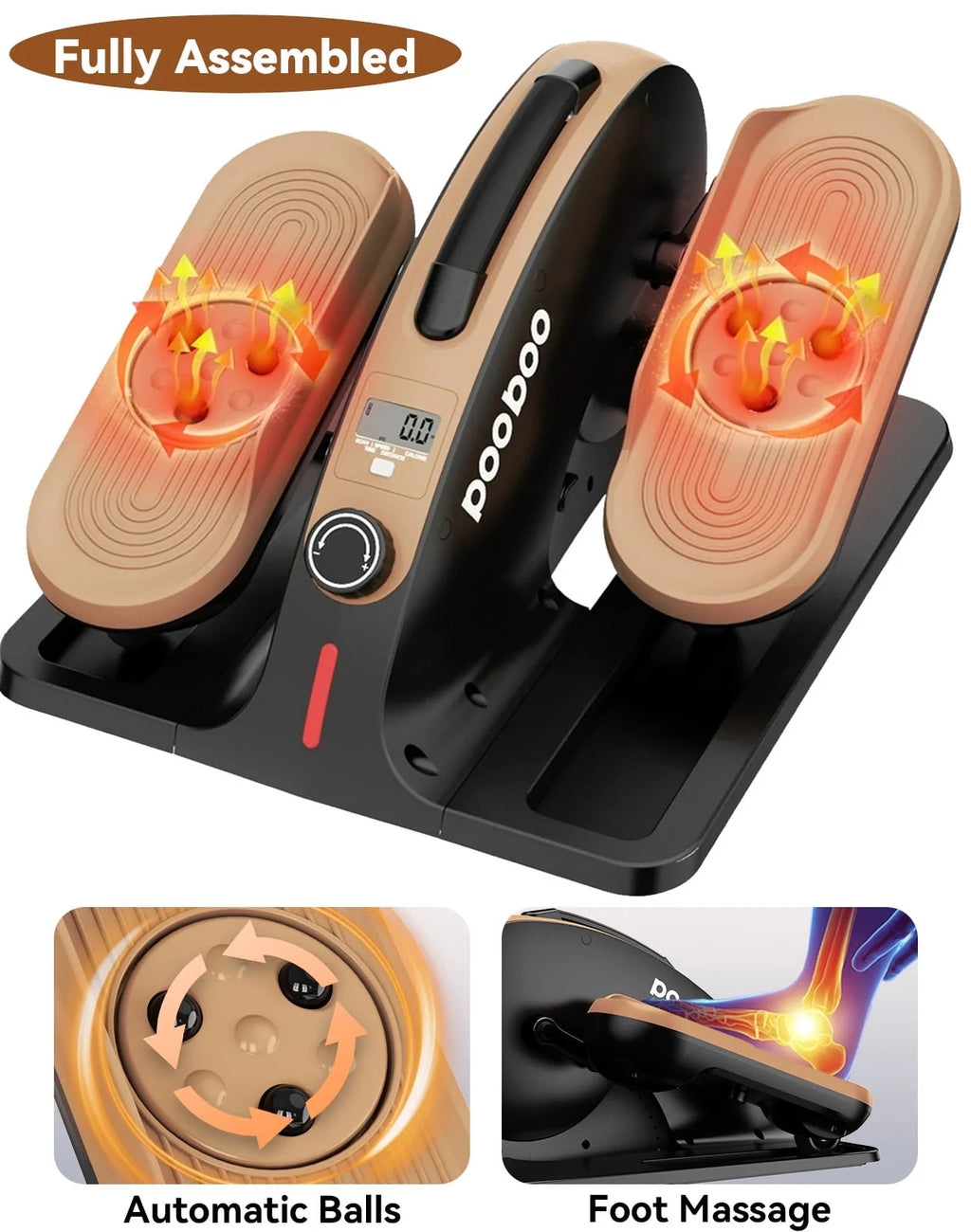 Under Desk Magnetic Elliptical Machine with Foot Massage J3179