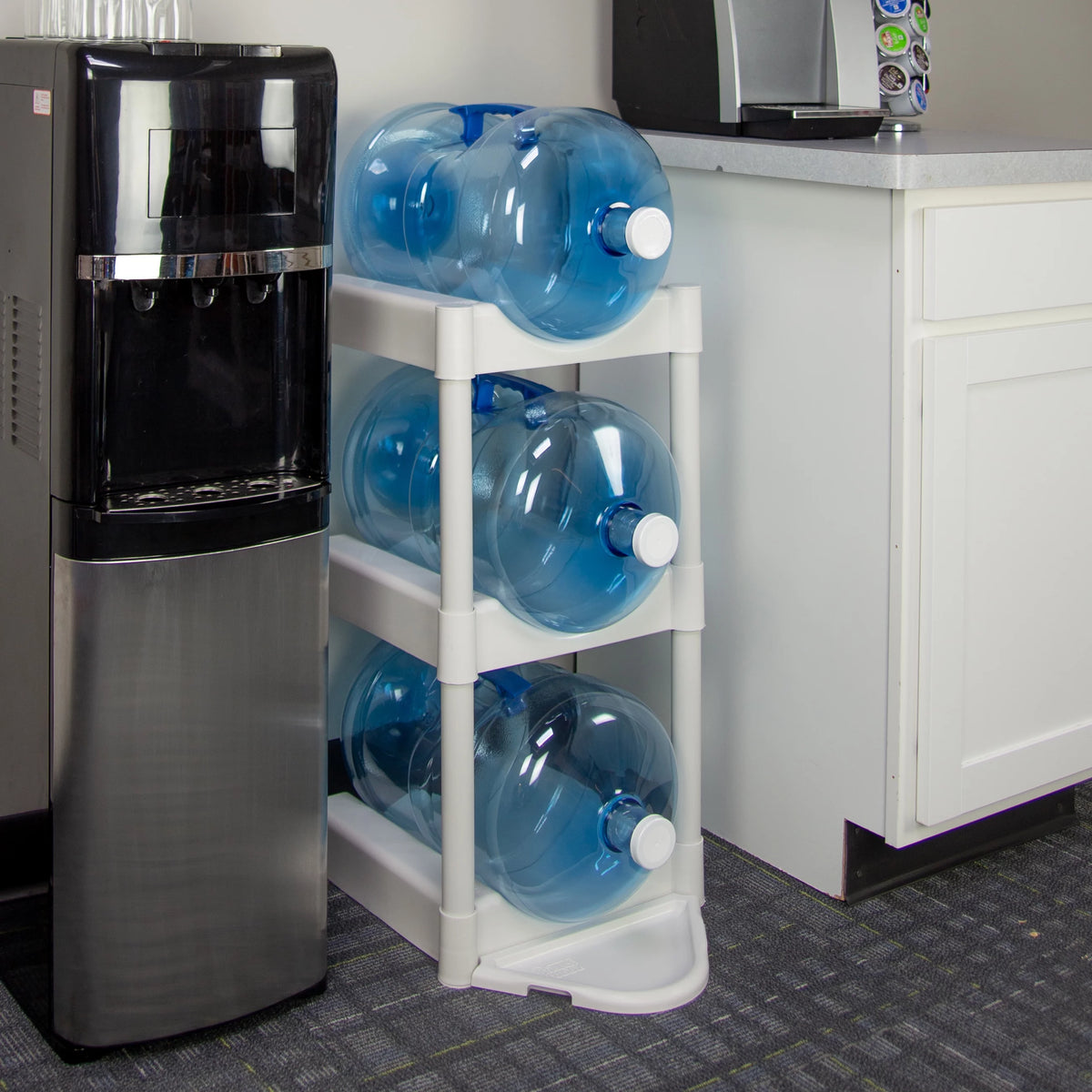 3-Tier White Plastic Storage System with Floor Protector J809417