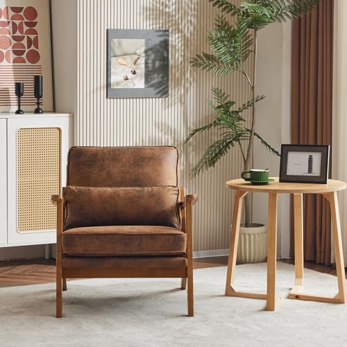Brown Accent Chair with Lumbar Pillow T901988