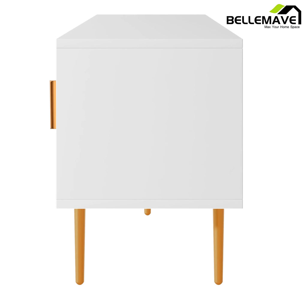 White Wood TV Stand with 2 Drawers and Cabinets W780