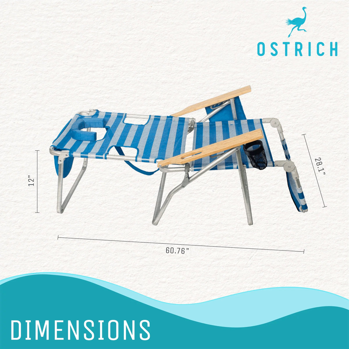 Striped Blue Reclining Beach Chair D56534