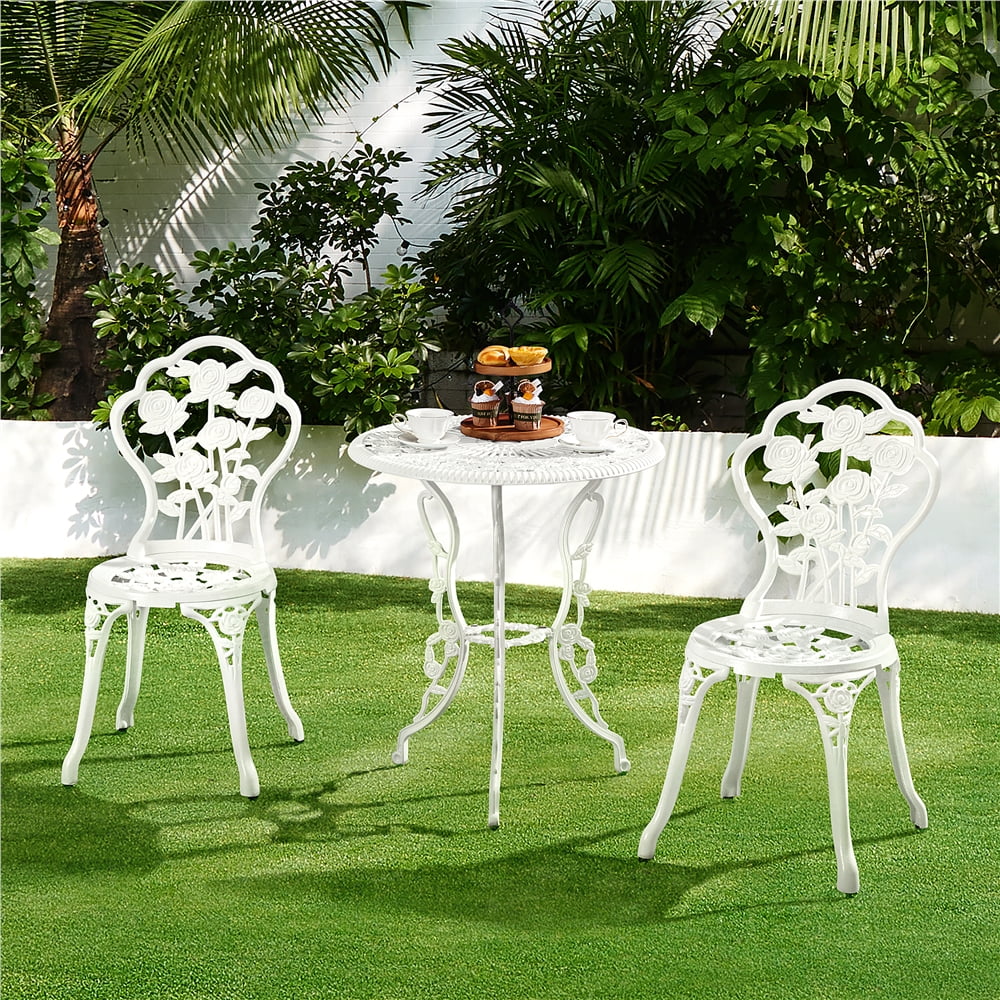 3 Piece Patio Bistro Table Set with Umbrella Hole Y637