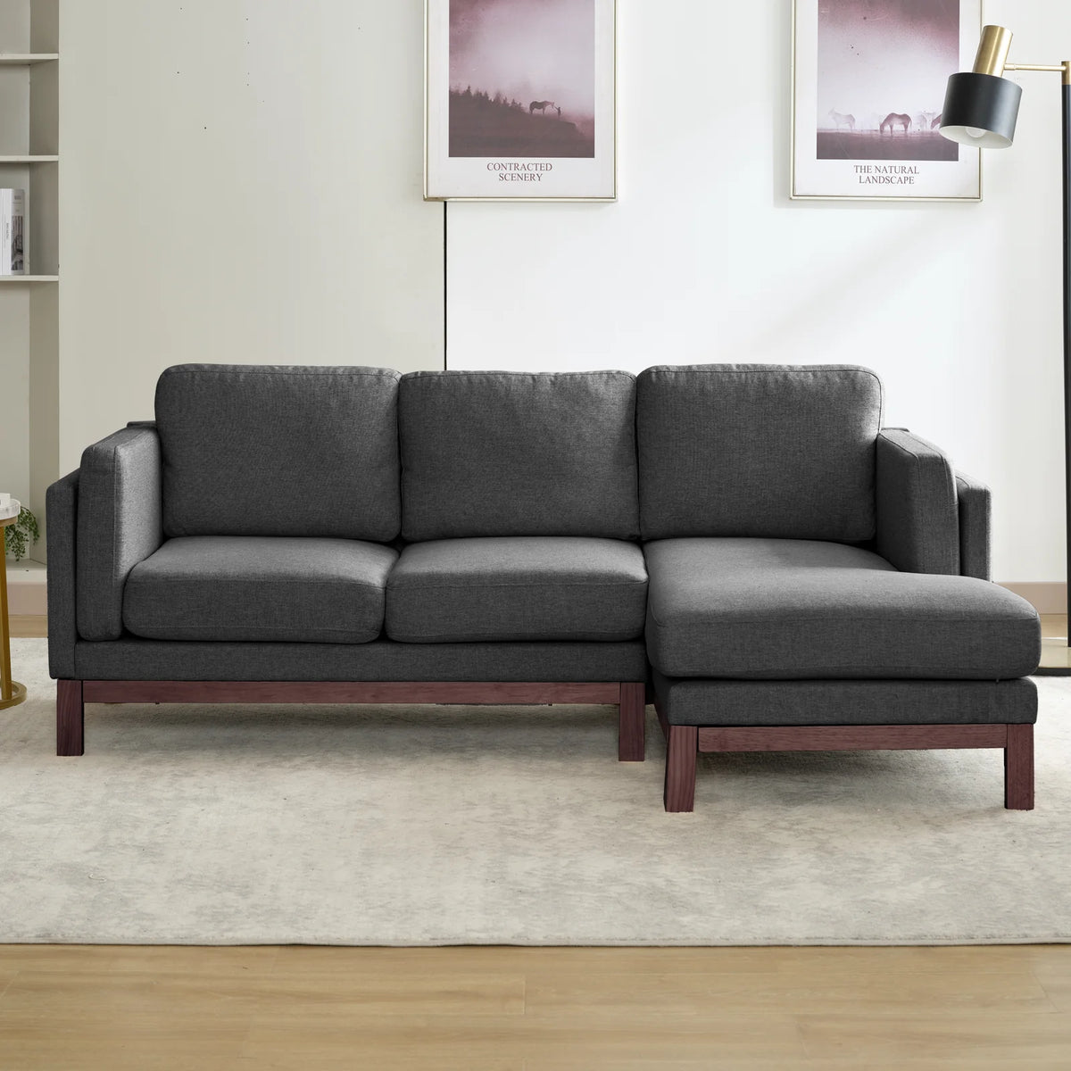 84" L-Shaped Upholstered Sectional Sofa with Chaise Lounge T759
