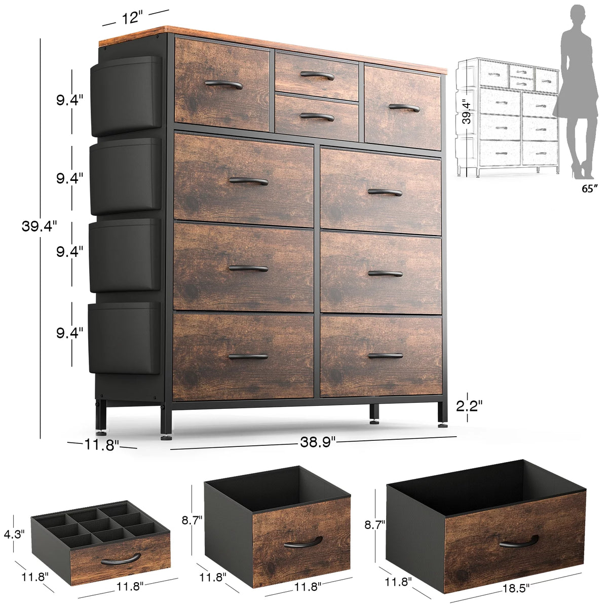 Brown 10 Drawer Dresser A578
