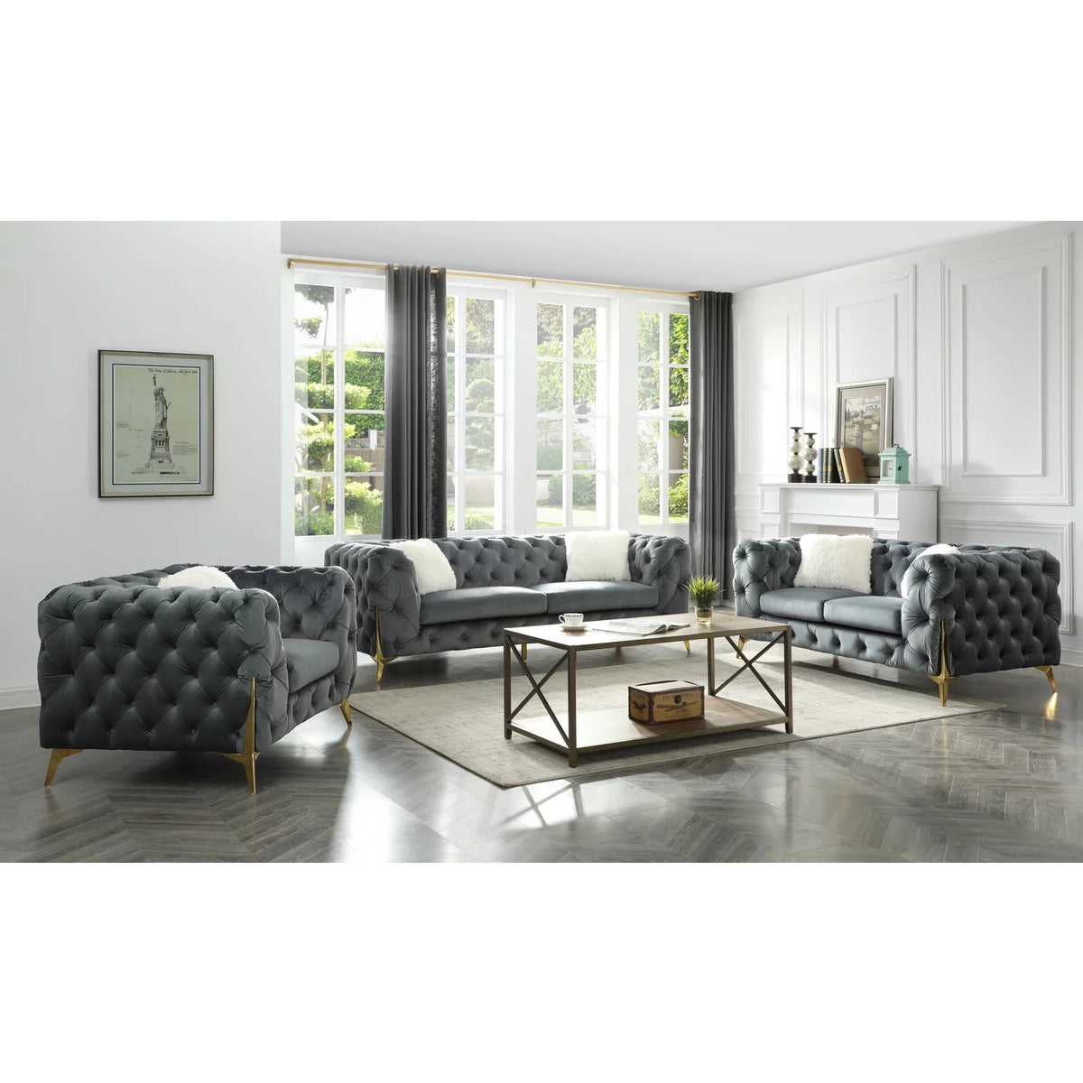 2 Pc Velvet Living Room Set C54152