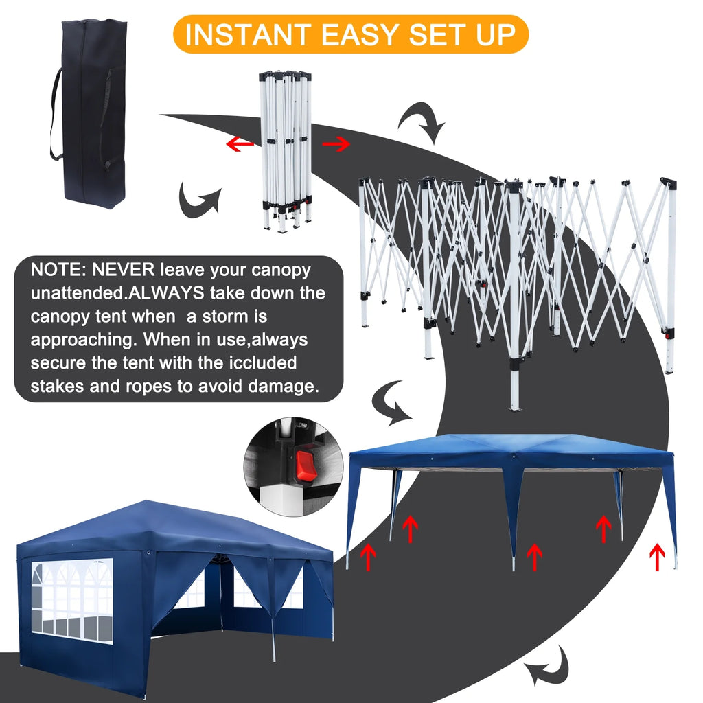 10'x20' Pop Up Canopy Tent with Carry Bag P95567