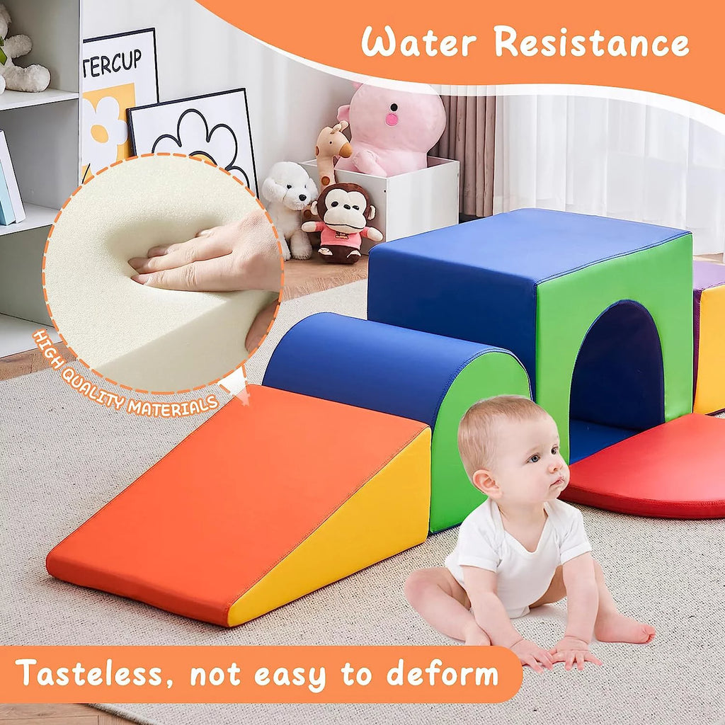Foam Climbing Blocks for Toddlers, 7Pcs with Tunnel Y1984
