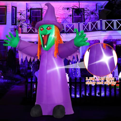 8 FT Halloween Inflatables Witch with Built-in LEDs N11413