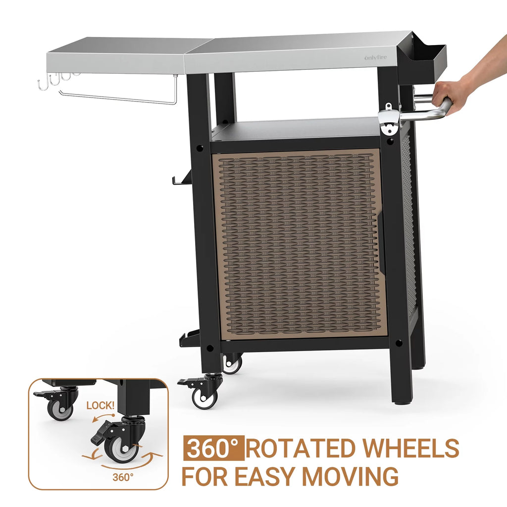 Stainless Pizza Oven Cart with Storage Cabinet A1772