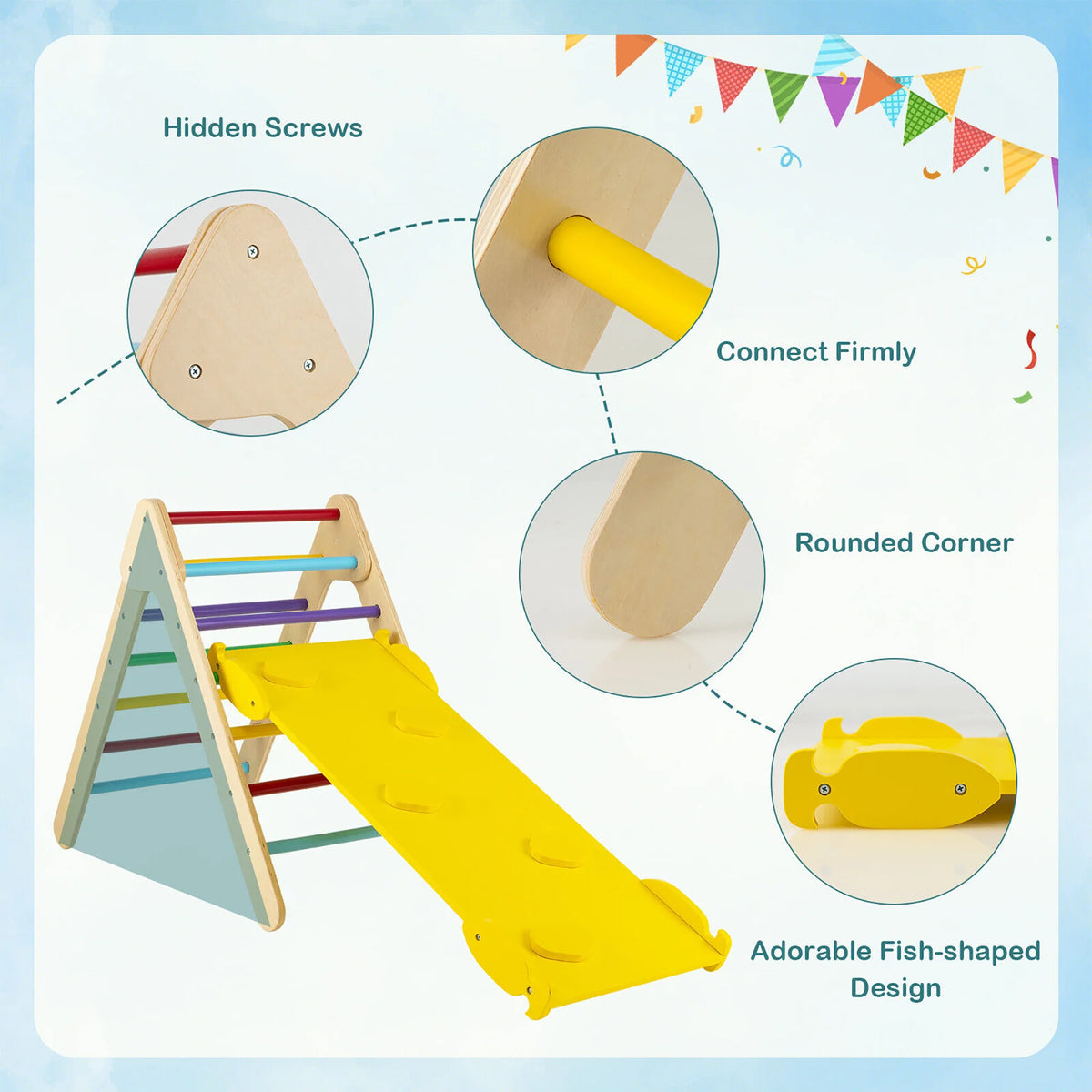 Wooden Climbing Triangle Set with Ramp W69696