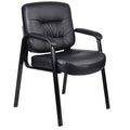 Black Leather Guest Chair with Steel Frame H615