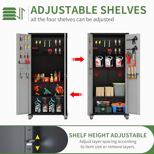 Metal Garage Storage Cabinet with Wheels K5254